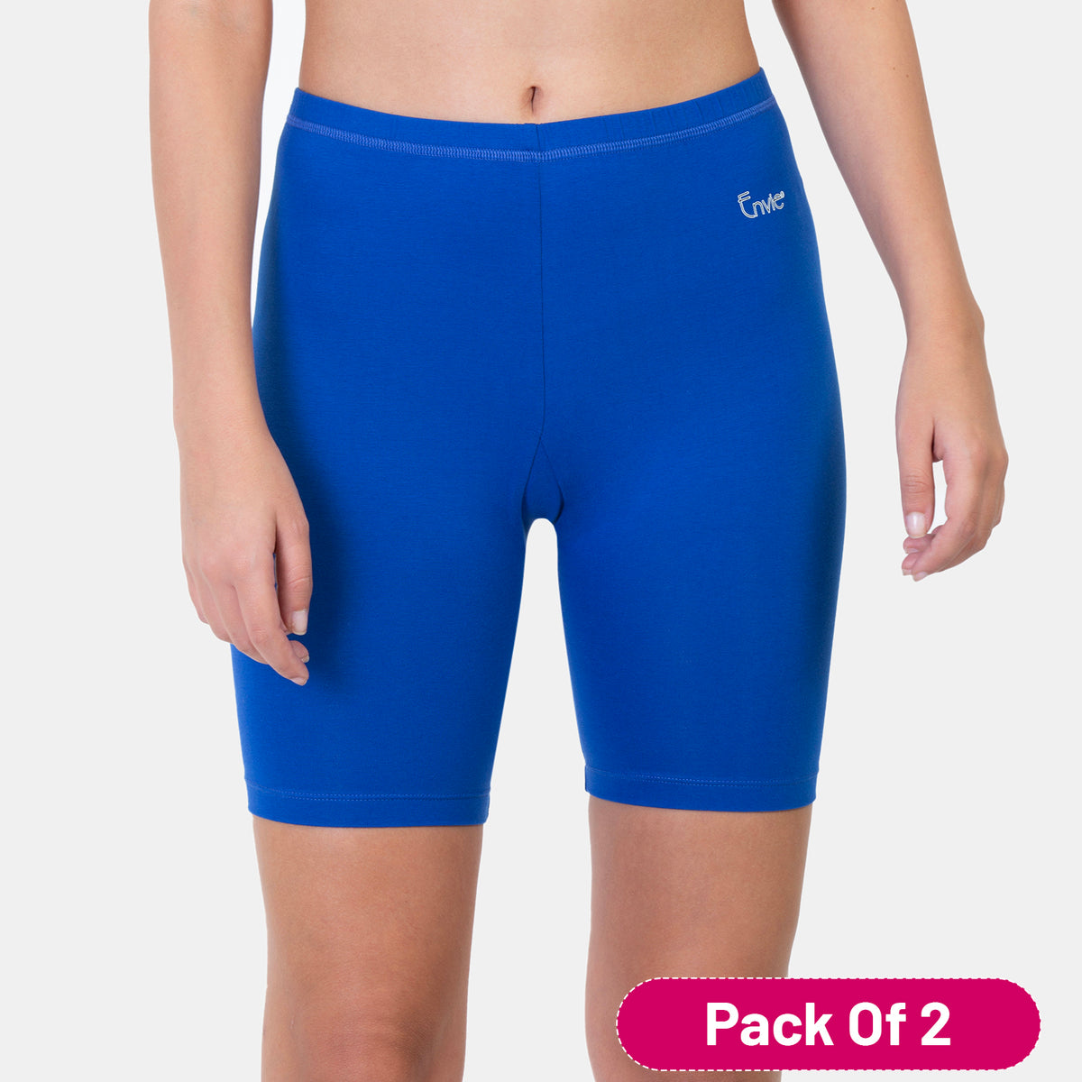 Envie Pack of 2 Hugged Fit Thigh Length Cycling Shorts - NVS5019 (Sapphire)