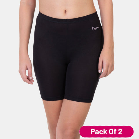 Envie Value+ Hugged Fit Thigh Length Cycling Shorts - NVS5020 (Black)