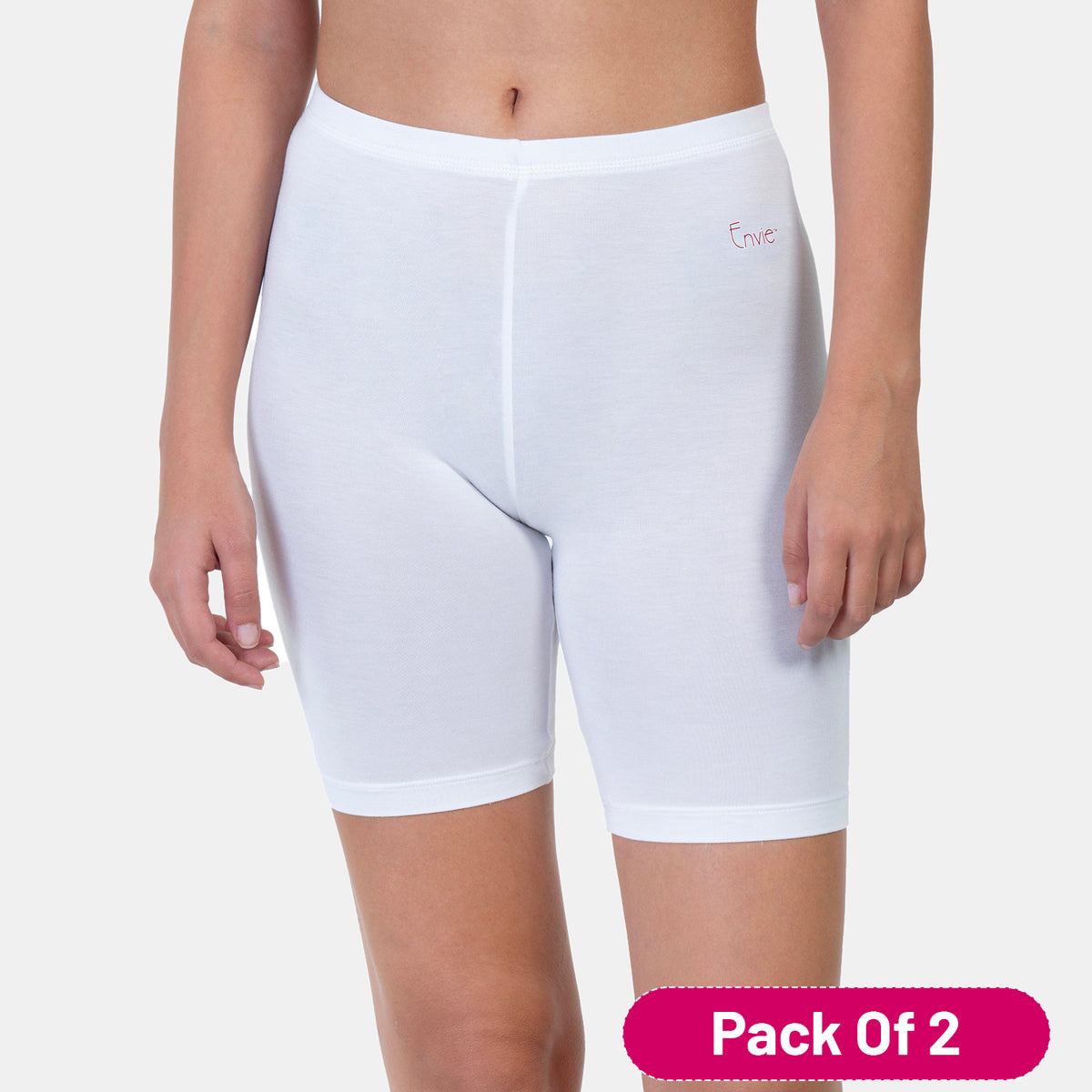 Envie Value+ Hugged Fit Thigh Length Cycling Shorts - NVS5020 (White)