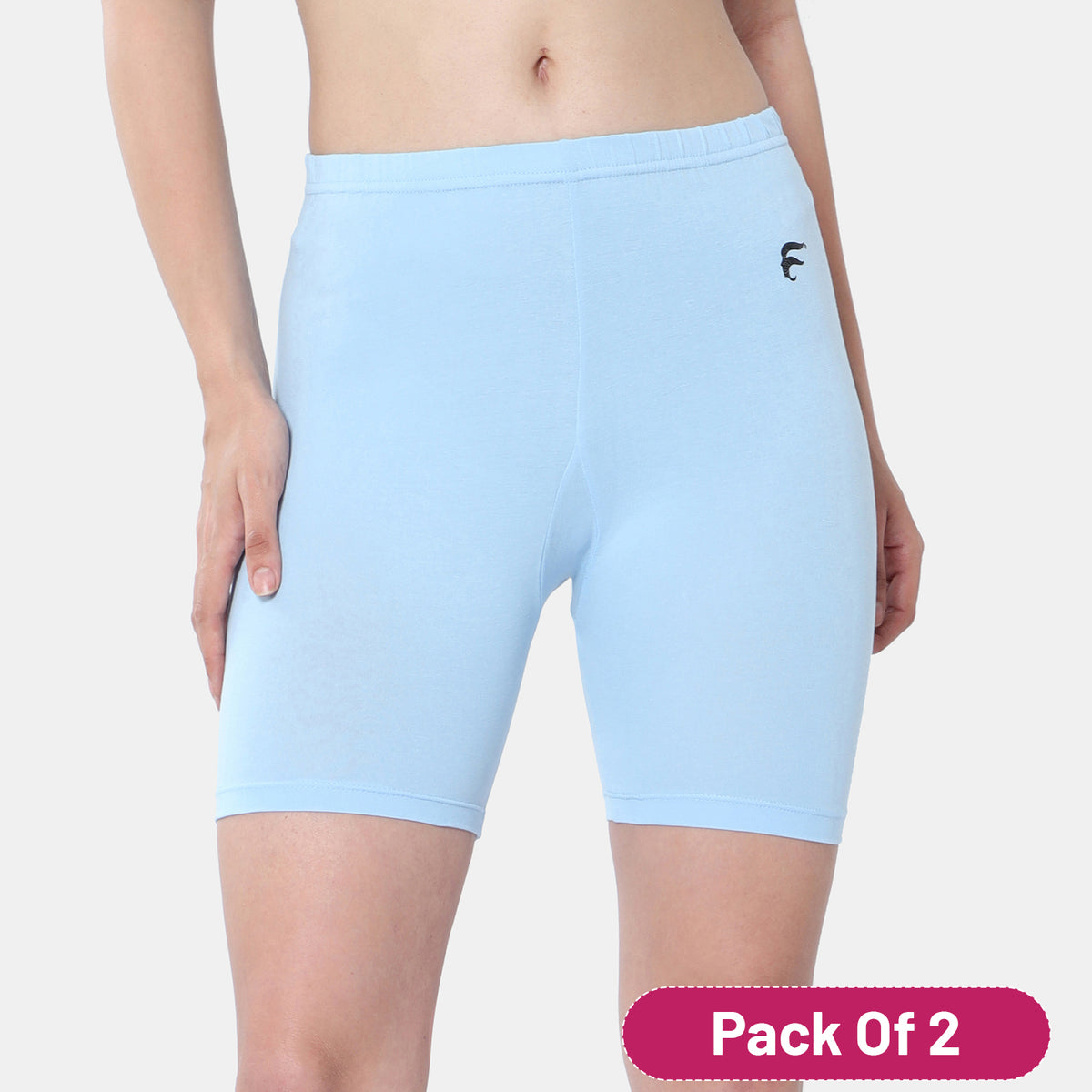 Envie Pack of 2 Hugged Fit Thigh Length Cycling Shorts - NVS5025 (Blue)
