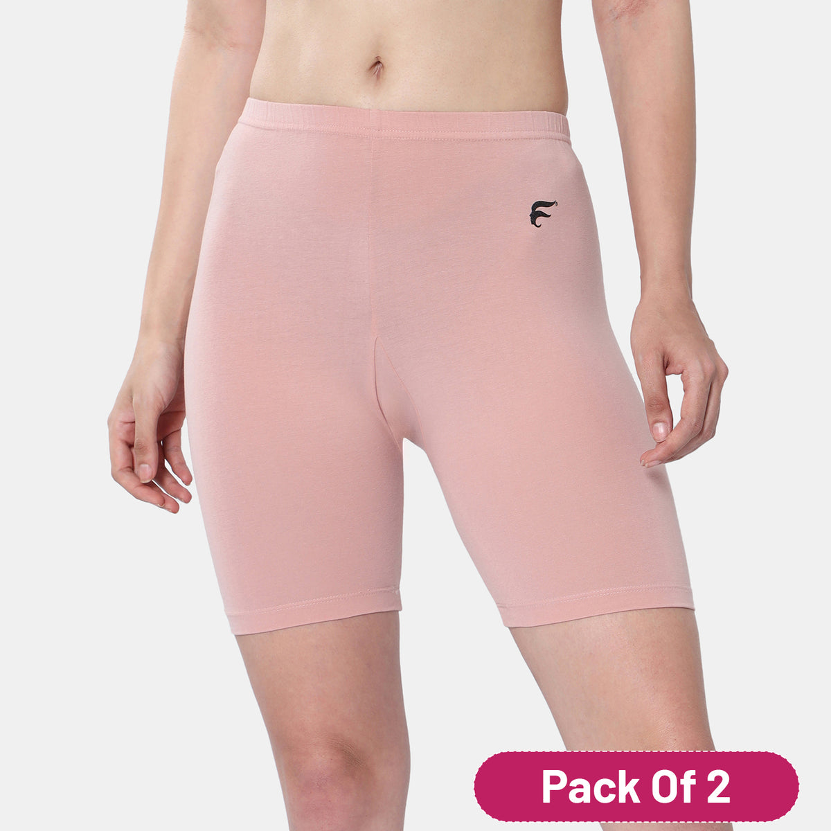 Envie Pack of 2 Hugged Fit Thigh Length Cycling Shorts - NVS5025 (Peach)