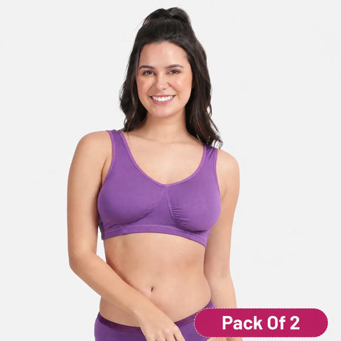 Envie Pack Of 2 Non-Padded Non-Wired Full Coverage Sleeping Bra - NVB1022 (Purple)